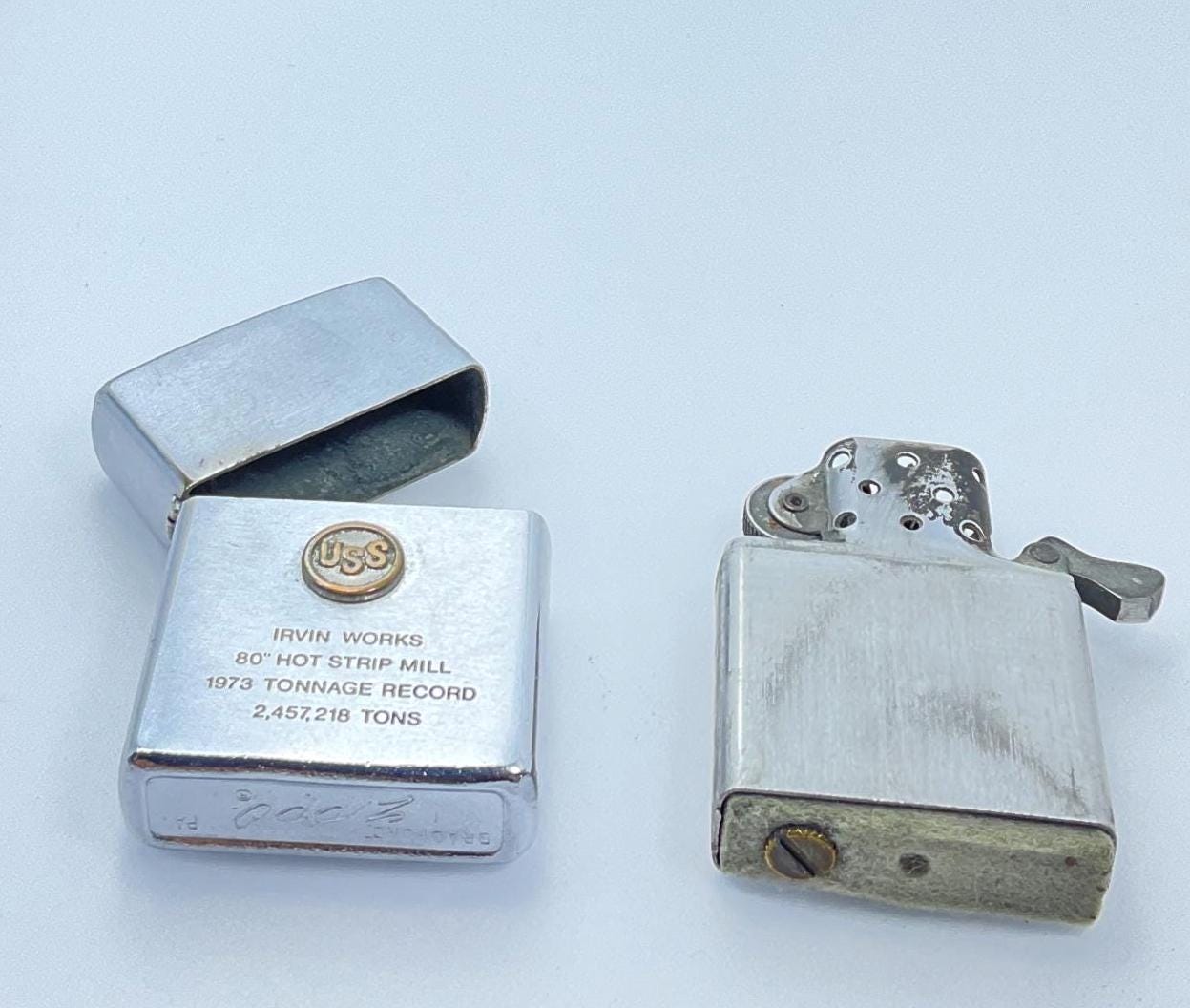 Vintage 1973 Zippo Lighter USS Irvin Works Lid Hinge Issue Floppy