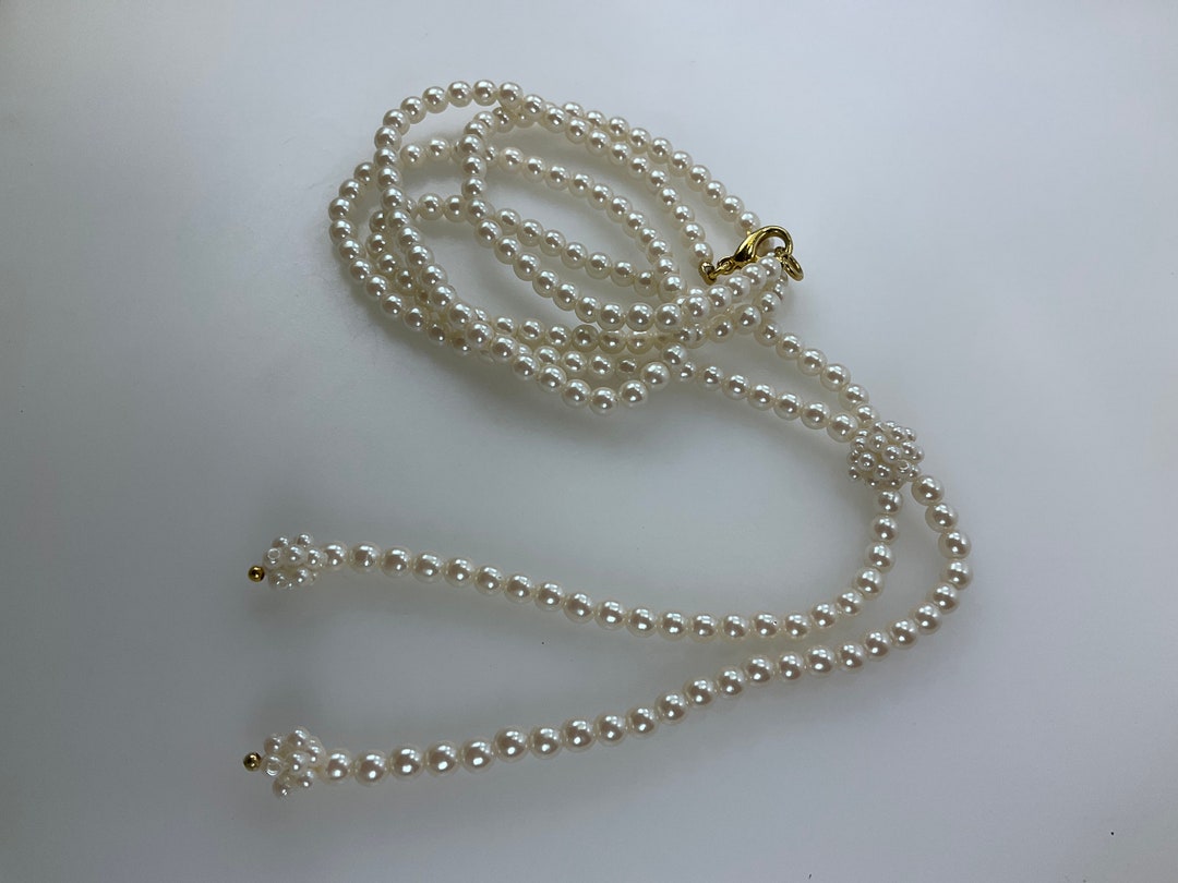 Vintage 30 Necklace With White Faux Pearl Beads Used Etsy
