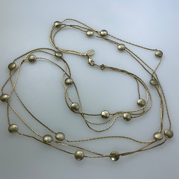 Vintage 2028 Company 28” Necklace 3 Strands Gold Toned Chains With Disk Beads Used