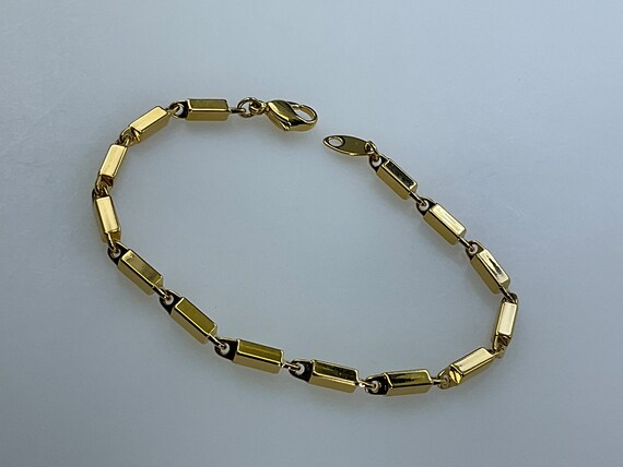 Vintage 7.75” Bracelet Gold Toned Rectangles Chai… - image 1