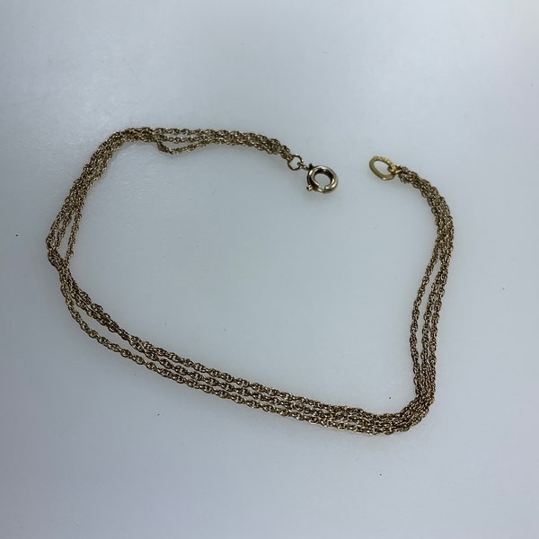 Vintage Krementz 7.5” Bracelet Gold Toned 3 Strands Chains Used
