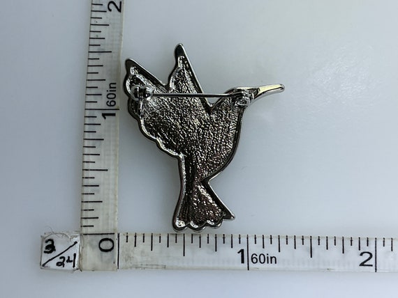 Vintage Pin Brooch Silver Toned Hummingbird With … - image 2