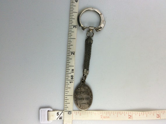 Vintage Keychain Silver Toned With St George And … - image 2