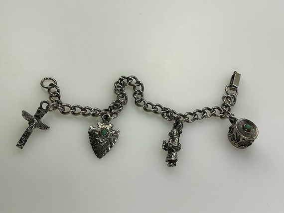 Vintage 7.25” Bracelet Silver Toned With Totem Po… - image 1