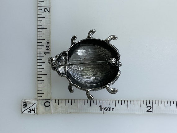 Vintage Pin Brooch Silver Toned Textured Lady Bug… - image 2