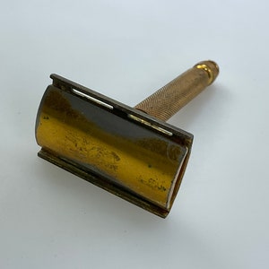 Vintage Gillette Safety Razor Gold Toned Used