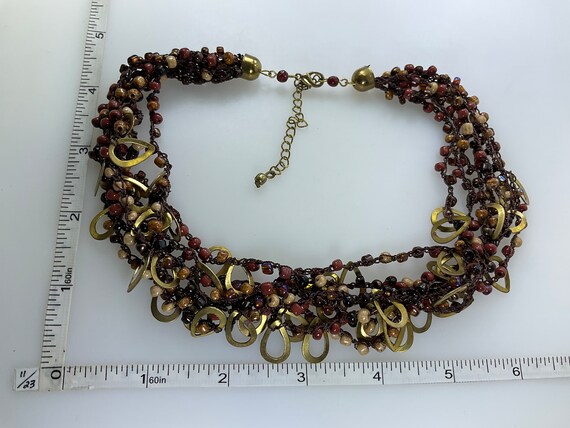 Vintage 16”-19” Necklace 7 Strands With Gold Tone… - image 2