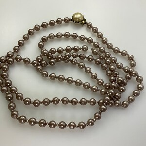 Vintage 52” Necklace With Taupe Pearly Beads Used