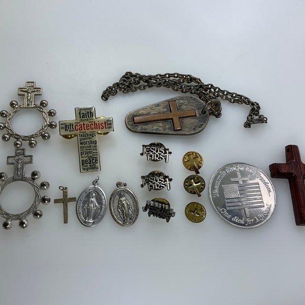 Vintage Lot Religious Assorted Jewelry As Is Used