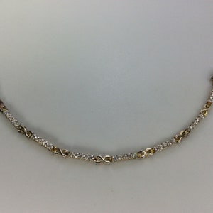 Vintage 7&quot; Bracelet Sterling Silver 925 X Links With Clear stones Needs Cleaned Used