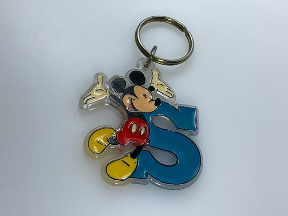 Vintage Disney Mickey Mouse Keychain Mickey Wearing Blue Polka Dot