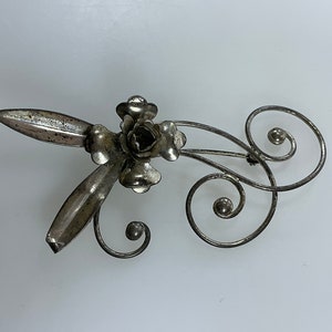 Vintage Pin Brooch Sterling Silver 925 Flower Design Needs Cleaned Used