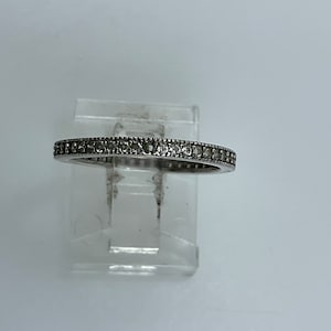 Vintage Ring Size 6.75 Sterling Silver 925 Band With Clear stones All Around Missing Stone Needs Cleaned Used