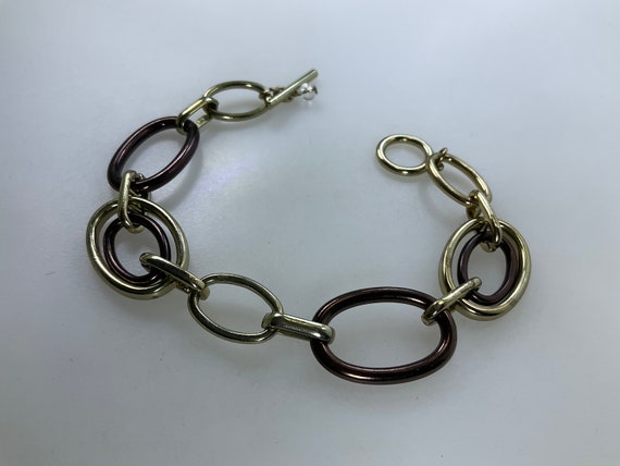 Vintage 7.75” Bracelet Gold Bronze Toned Chain Ov… - image 1