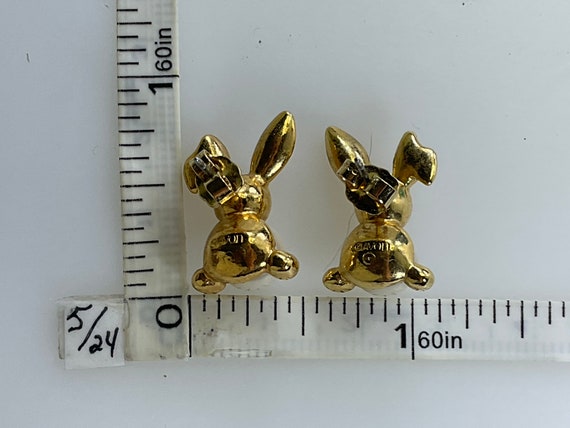 Vintage Avon Stud Earrings Gold Toned Rabbit With… - image 2