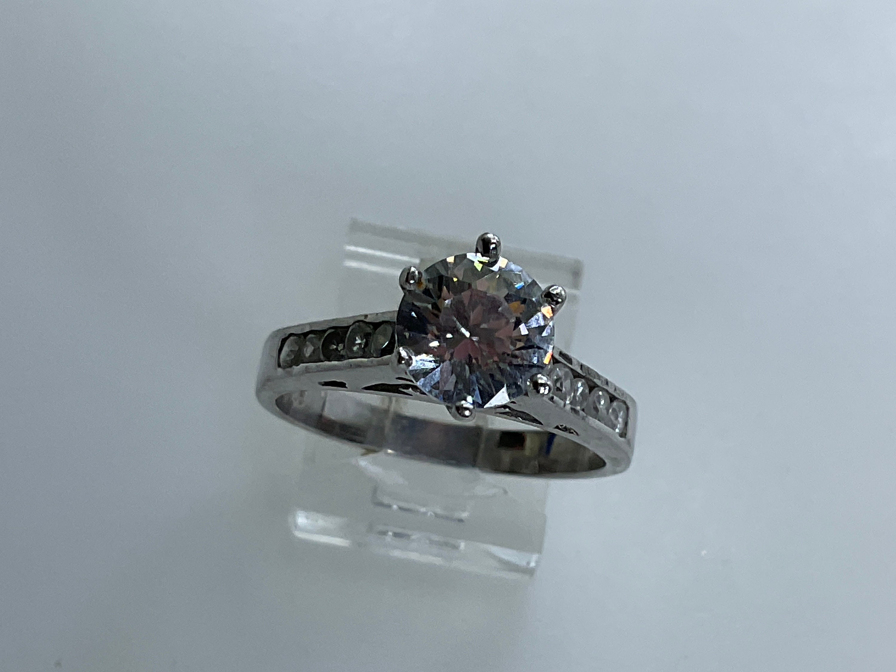 Vintage Ring Size 10.5 Sterling Silver 925 With Clear Stones