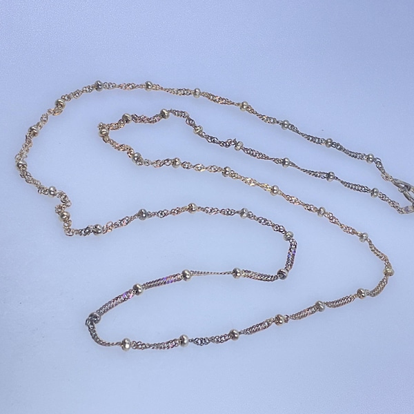 Vintage 23” Necklace Sterling Silver 925 Gold Washed Chain With Beads Needs Cleaned Used