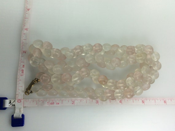 Vintage 23" Necklace With Clear And Pink Frosted … - image 2