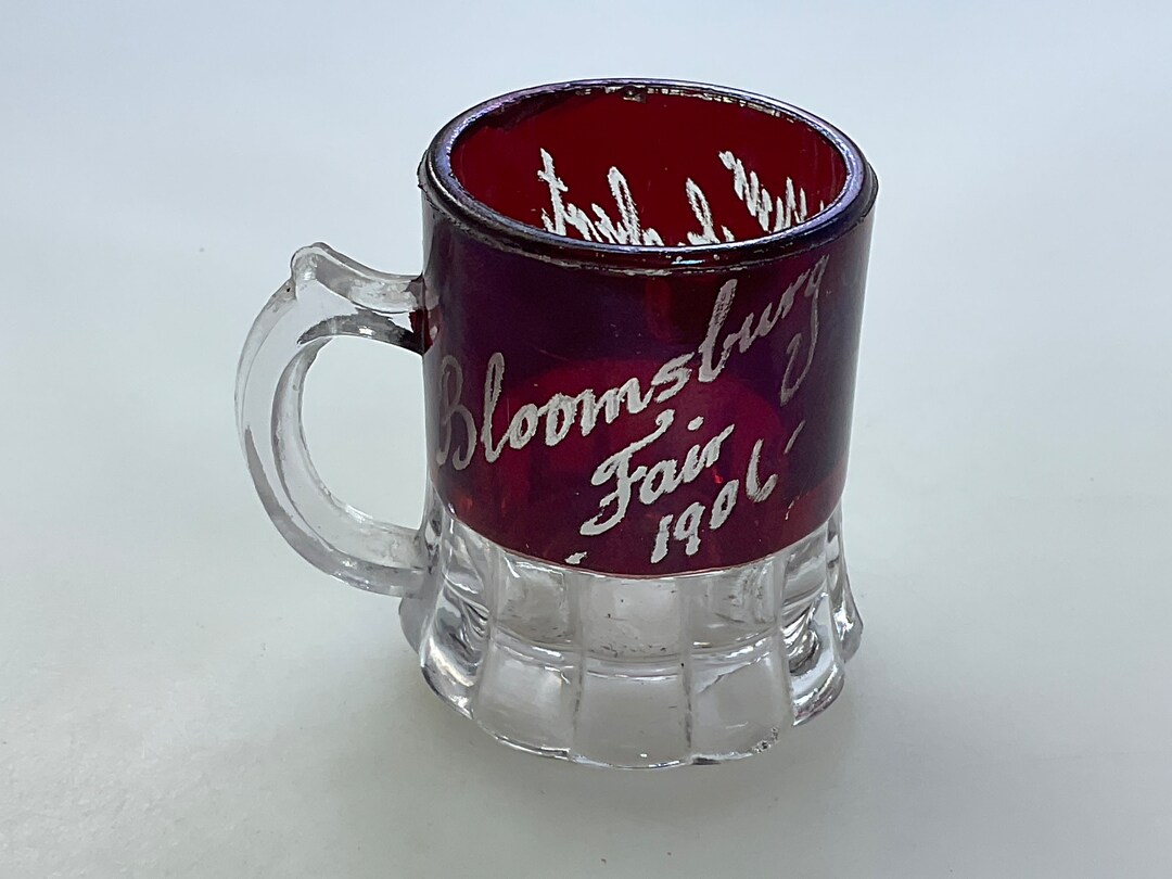 Vintage Souvenir Mini Mug Shot Glass Bloomsburg Fair 1906 Arthur Egbert