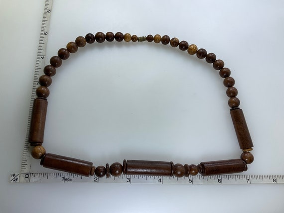 Vintage 20” Necklace With Wooden Beads Brown Used - image 2