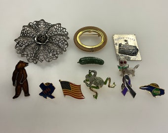Vintage Lot Pins Assorted Designs As Is Used