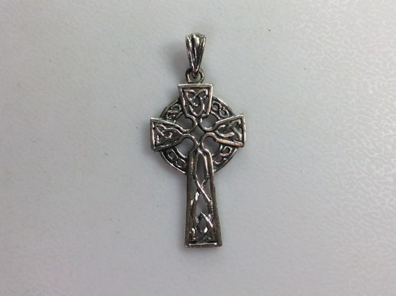 Vintage Pendant Sterling Silver 925 Cross Celtic … - image 1