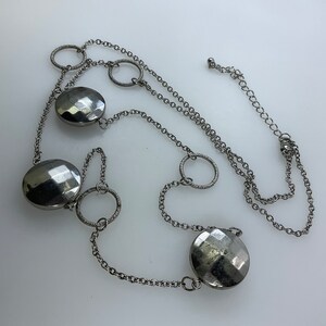 Vintage 33”-36” Necklace Silver Toned Faceted Rounds And Circles Used