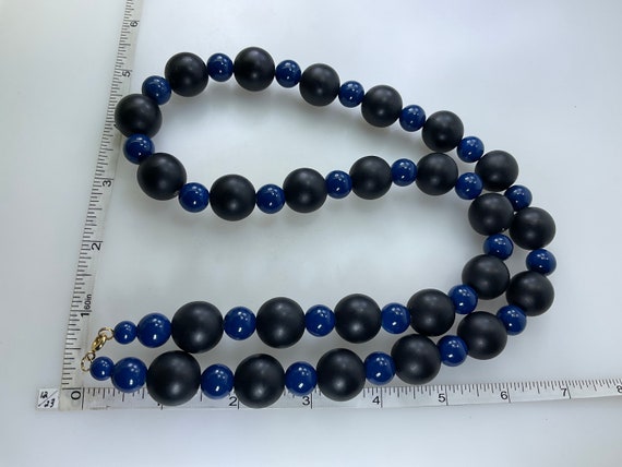 Vintage 28” Necklace With Blue And Black Plastic … - image 2