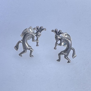 Vintage Stud Earrings Sterling Silver 925 Kokopelli Need Cleaned Used