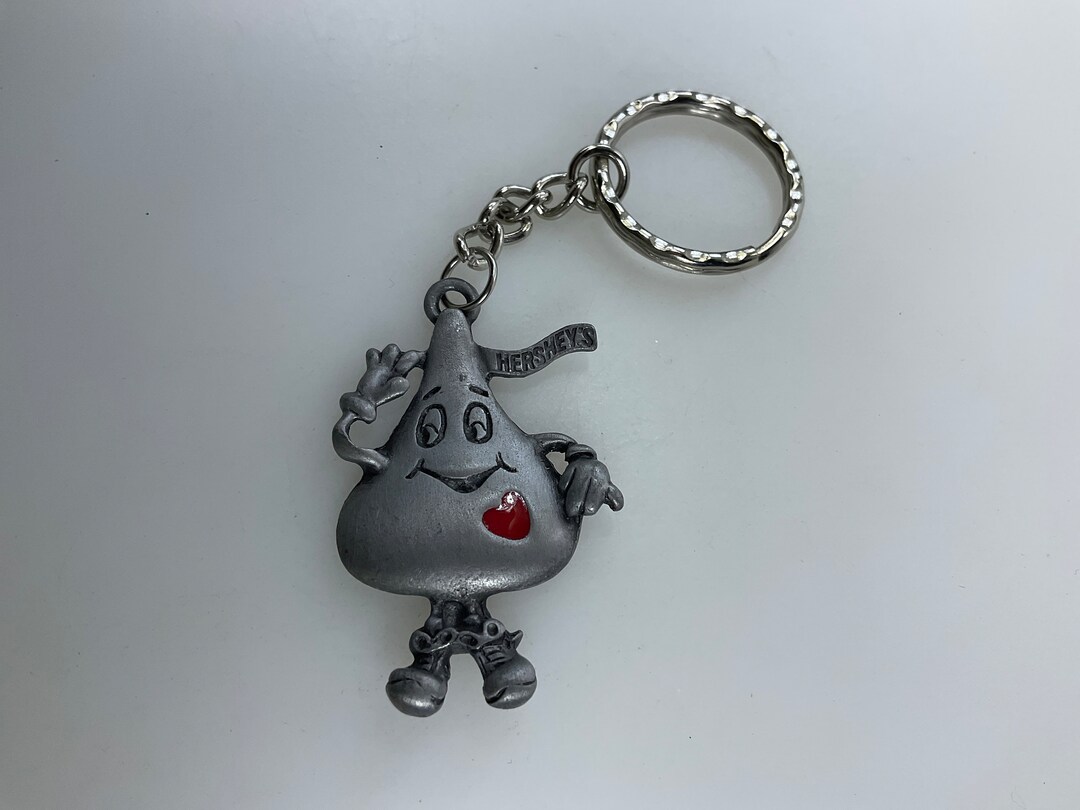 Vintage Keychain Pewter Hershey Kiss With Red Enamel Heart Used Etsy