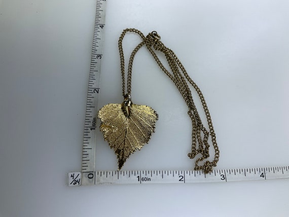 Vintage 24” Necklace Gold Toned Aspen Leaf Used - image 2
