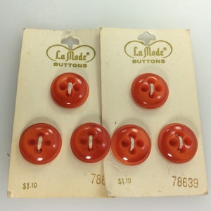 Vintage La Mode Lot Of 6 Buttons Round Orange Old Stock