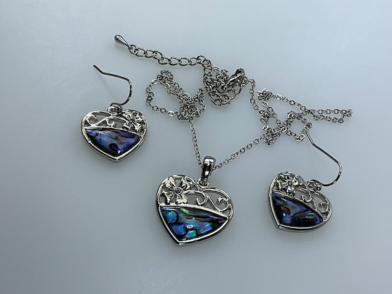 Vintage 18”-21” Necklace Dangle Earrings Set Silv… - image 1