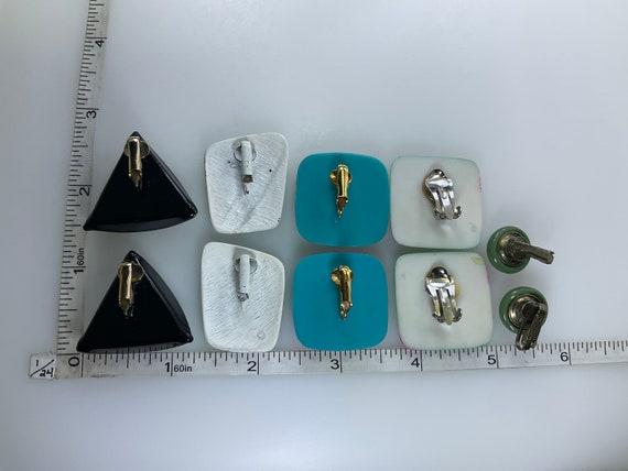 Vintage Lot 5 Pair Earrings Assorted Designs Mino… - image 2