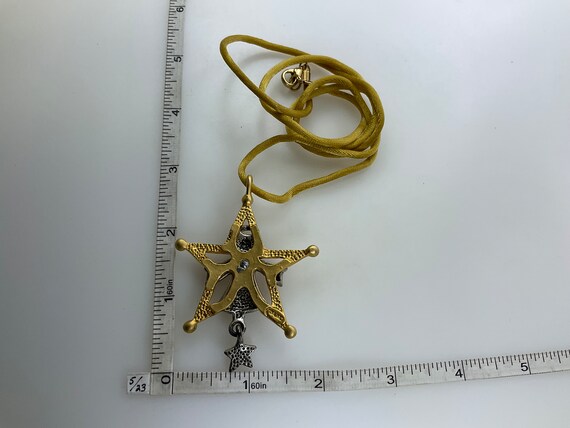 Vintage 29” Necklace Gold Silver Toned Star With … - image 2