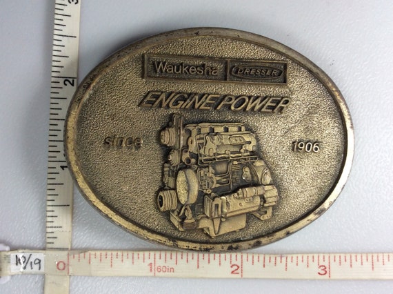 15off3daysale Vintage Belt Buckle Oval Waukesha Dresser Engine Etsy
