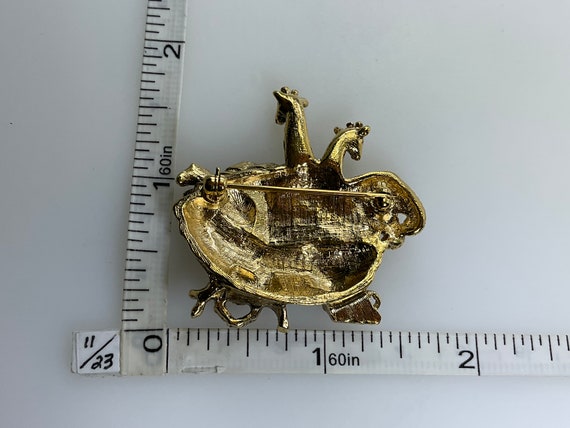 Vintage Pin Brooch Gold Toned Noahs Ark Used - image 2