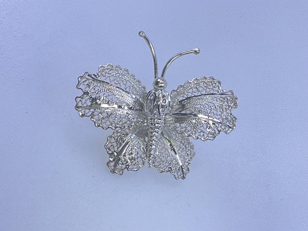Vintage Pin Brooch Sterling Silver 925 Filigree Butterfly Needs-cleaned ...