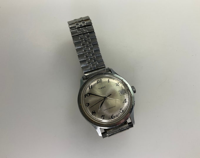 Vintage Timex Watch Date Time Windup Working Condition Needs Crystal