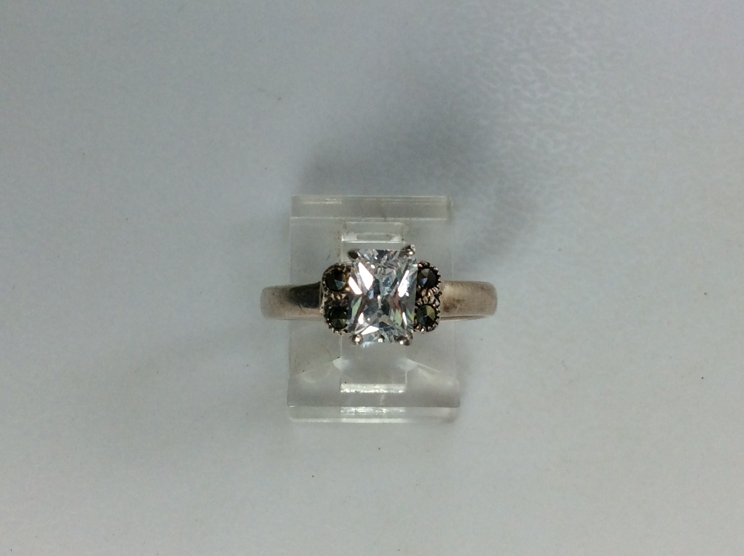 Vintage Ring Size 8.25 Sterling Silver 925 With Rectangle
