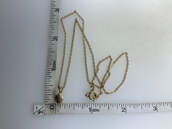 Vintage 18” Necklace Gold Toned Oval Garnet Used - image 2