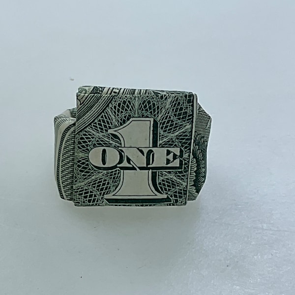 Vintage Ring Size 5 Made From One Dollar Bill Used