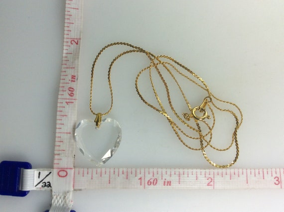 Vintage 18" Necklace Gold Toned Chain With Clear … - image 2