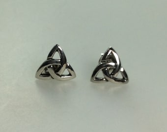 Vintage Stud Earrings Sterling Silver 925 Celtic Triangle Knot Design New Old Stock