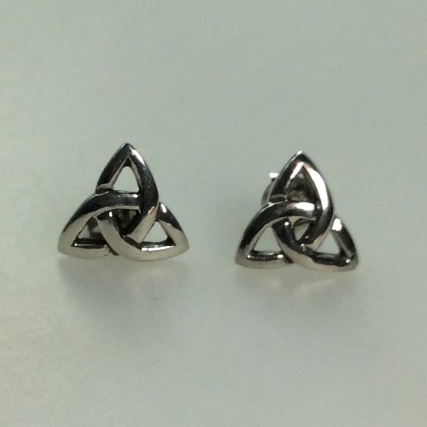 Vintage Stud Earrings Sterling Silver 925 Celtic Triangle Knot Design New Old Stock