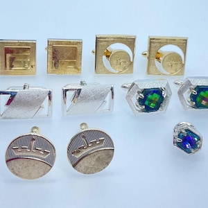 Vintage 5 Pairs Of Gold And Silver Toned Cuff Links As Is Used