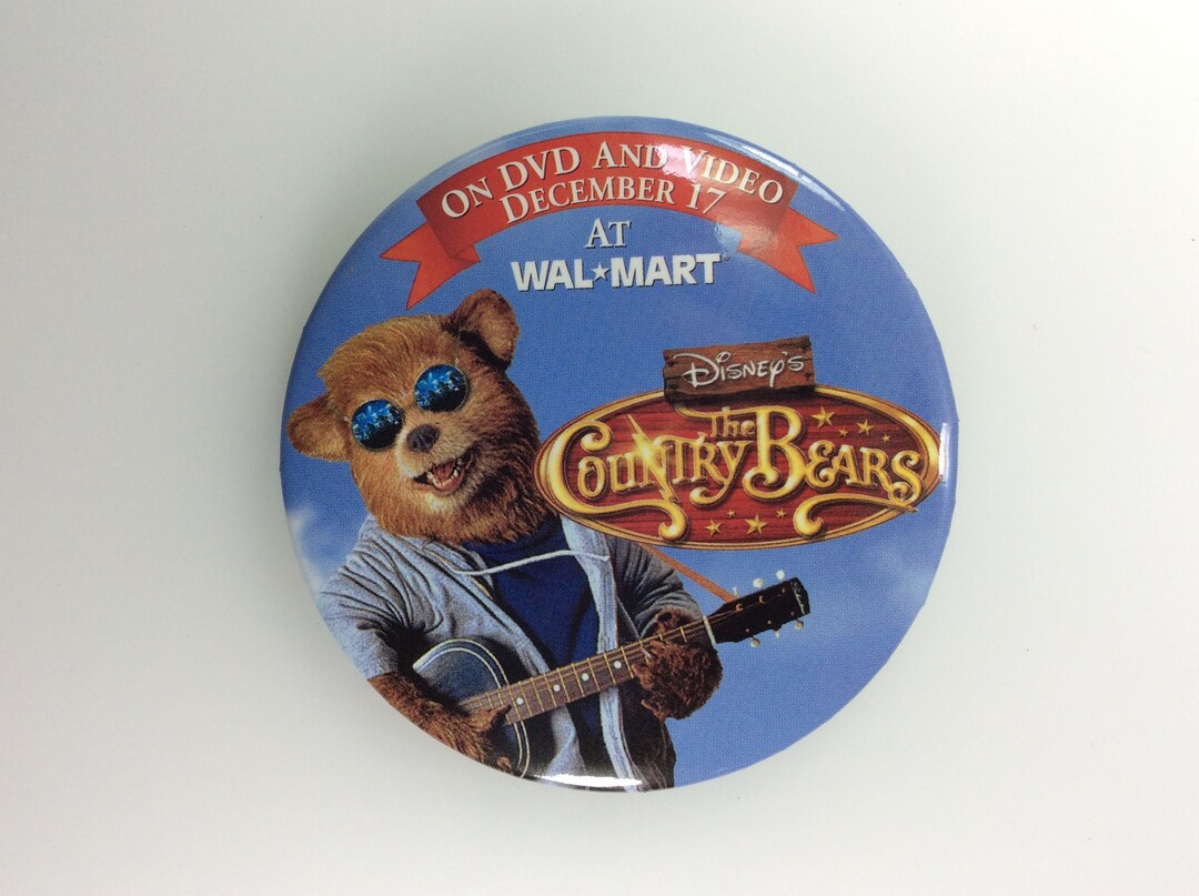 Vintage Pin Back Button Disney's the Country Bears on DVD and Video