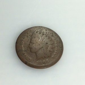 1865 US One Cent Indian Head Coin Money Used