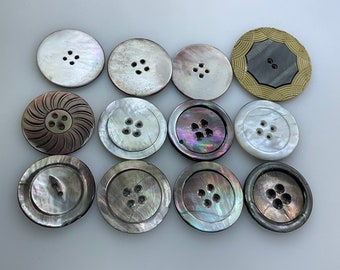 Vintage Lot Of 12 Assorted Shell Buttons As Is Used