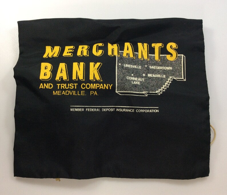 Vintage Bank Money Coin Bag Merchants Bank And Trust Company Etsy